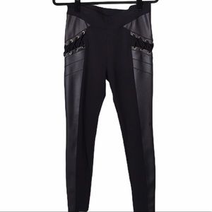 Bisou Bisou Faux Leather Legging w/Lace Up Side